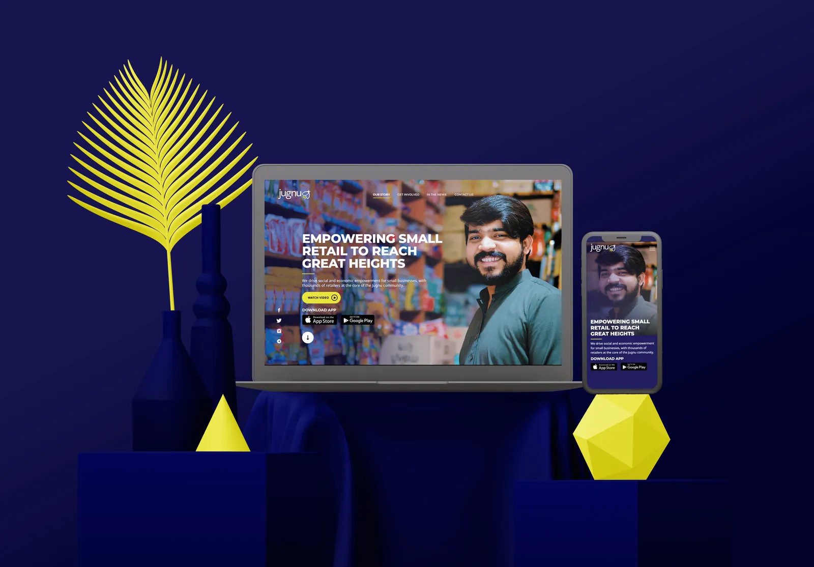 Jugnu B2B retail website on laptop and phone